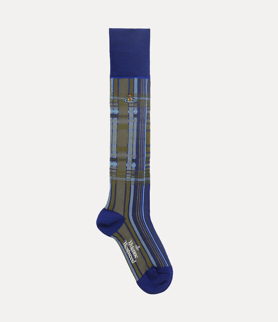 Vivienne Westwood Oversized Madras High Sock in BLUE